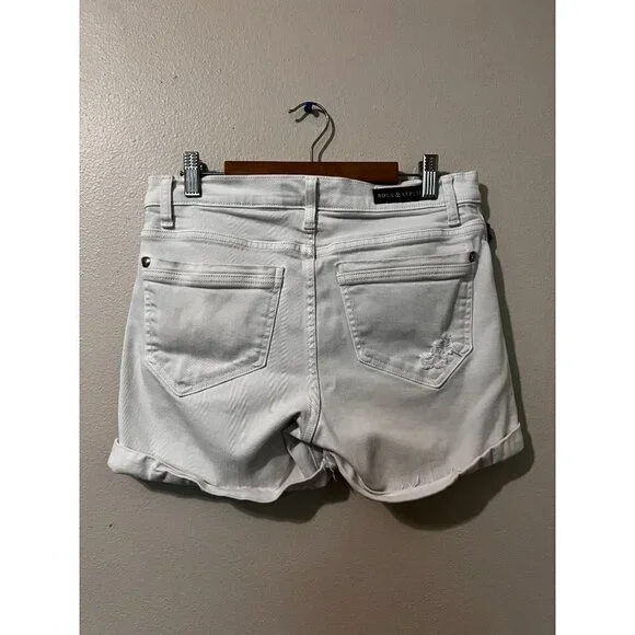 Women's Rock & Republic White Roll Cuff Jean Shorts Size 6 [EXCELLENT] - Picture 4 of 7